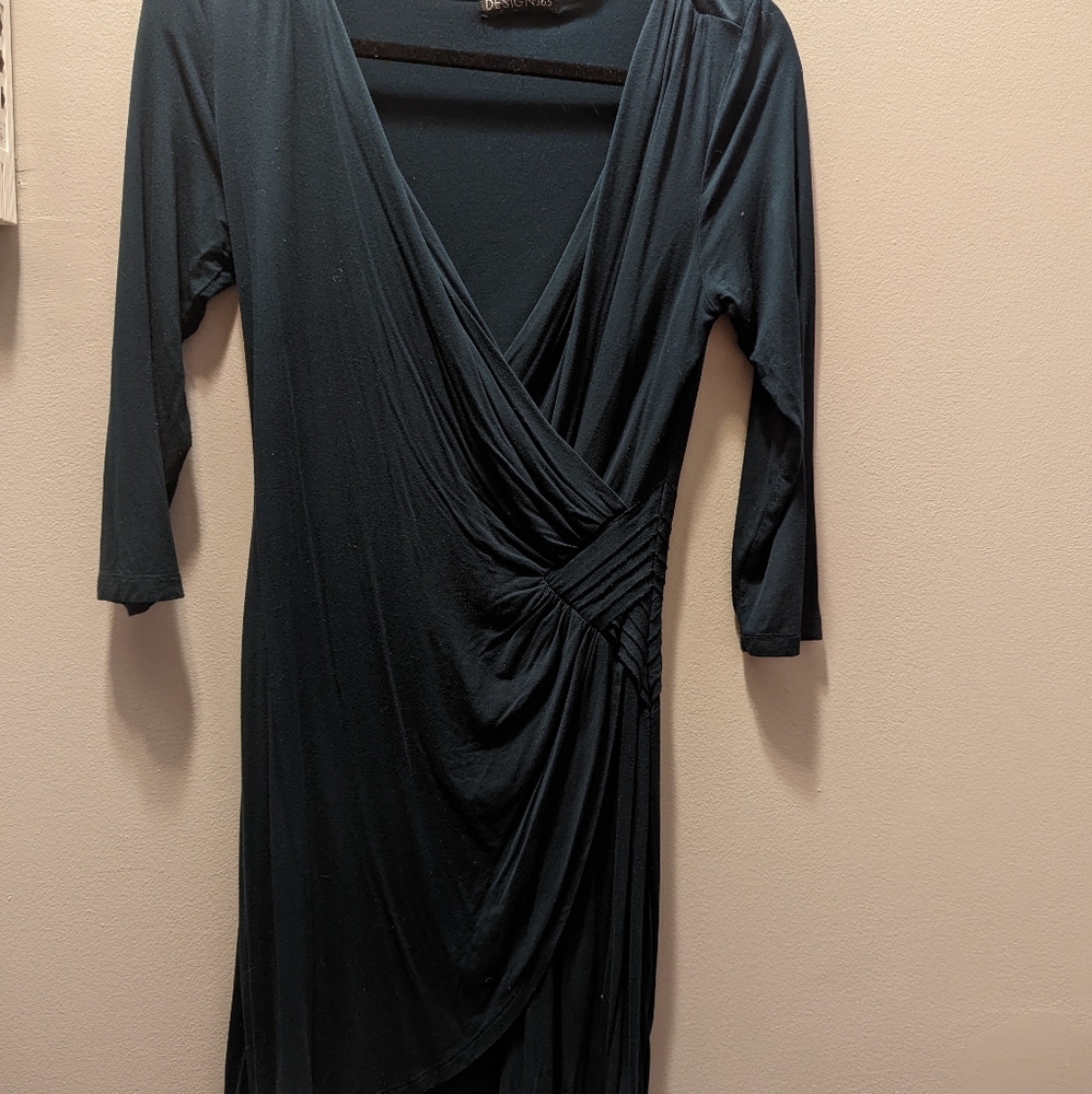 Forest Green Faux Wrap Dress